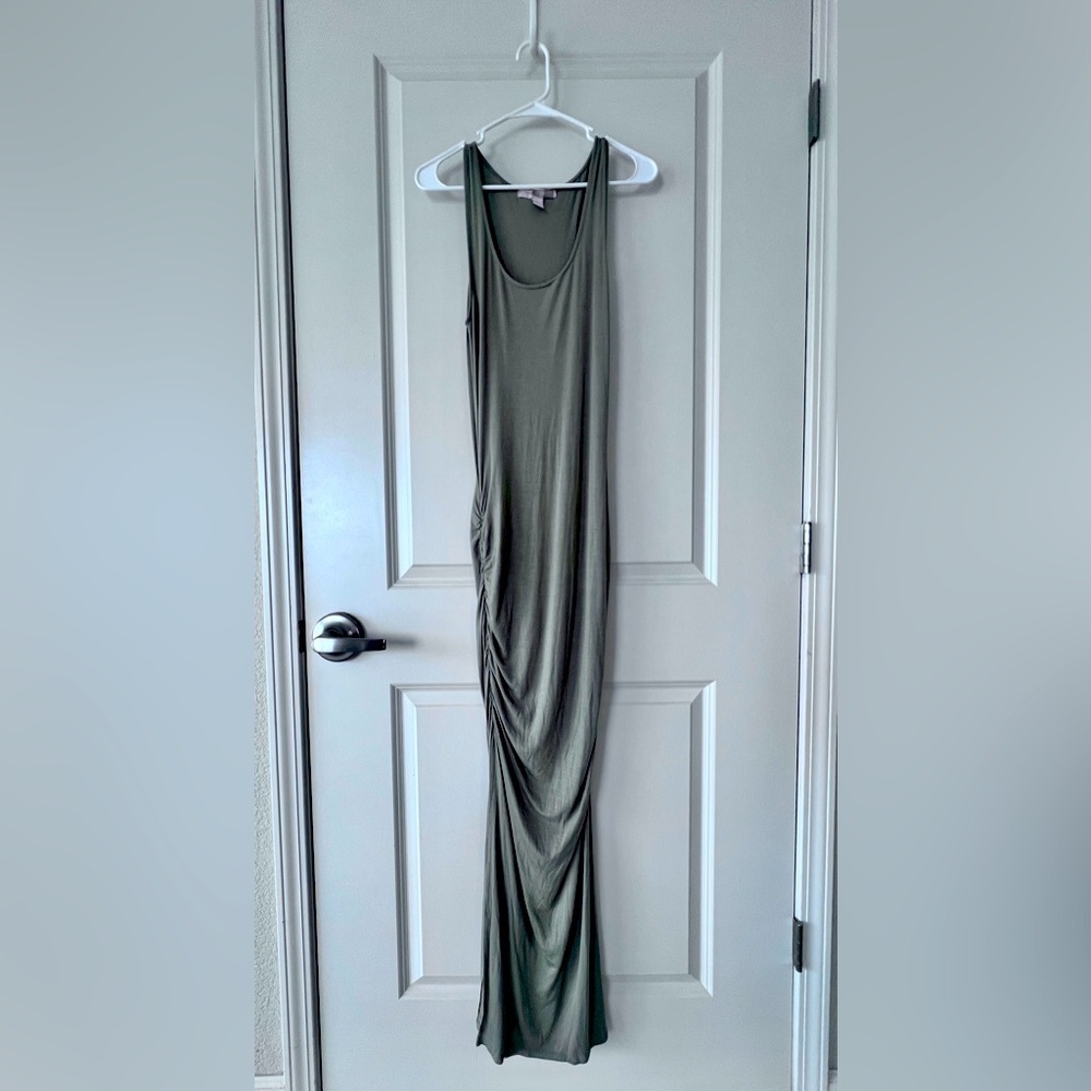 Forever 21 Green Ruched Sheath Maxi Dress
